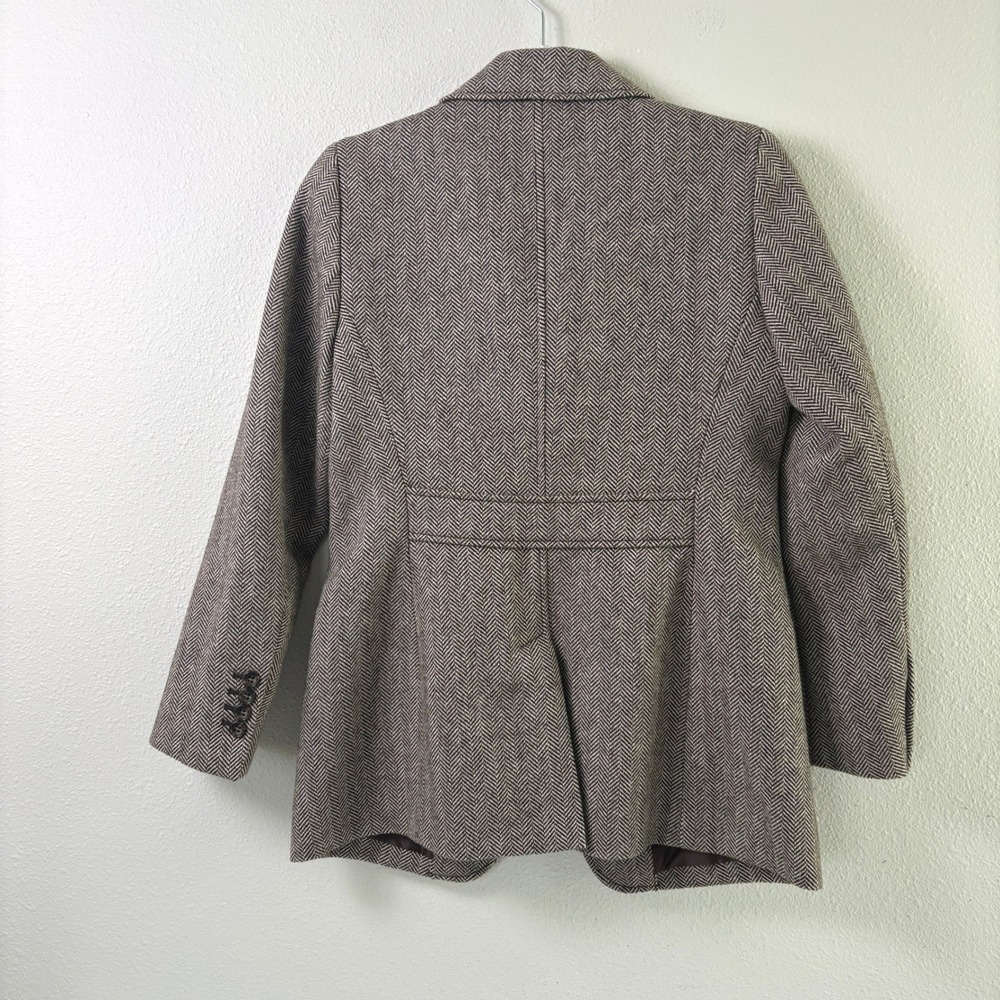 Talbots Herringbone Blazer Petite 6 6P Brown Wool Blend Two Button Suit Jacket - Picture 2 of 12